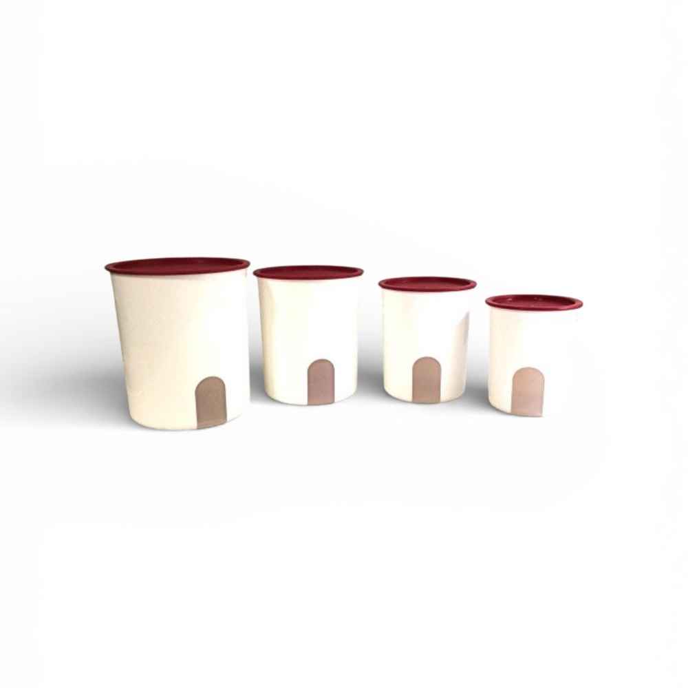Tupperware Red and White Food Storage Set (4) - Picture 2 of 2